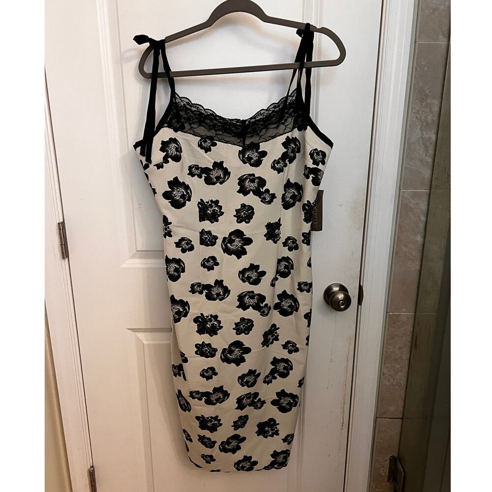 Eva Mendes New York & Company Lace Floral Babydoll Midi Dress M Wimsigoth Y2K